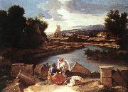 POUSSIN, Nicolas Landscape with St Matthew and the Angel sg painting